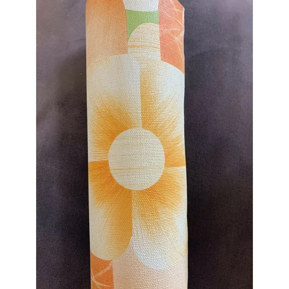 Vintage 70’s Green Orange Flower Power German Wallpaper 2 LARGE Rolls Available